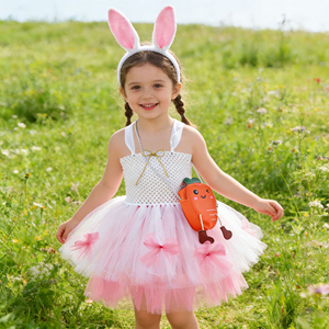 <strong>Halloween</strong> <strong>Costume</strong> <strong>Toddler</strong> <strong>Girls</strong> Easter Bunny Tutu Dress Pink Sleeveless Tulle Cosplay Party <strong>Costume</strong> with Headband Carrot Bag - Product Image 2