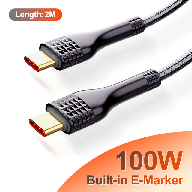 LDNIO LC651C/LC652C 1m/2m Type-C Braided Charging Cable PVC USB-C to C Cable E-Marker Chip USB Cable