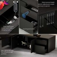 Meja Eksekutif Minimalis Bentuk L, Meja Kantor Hitam Mewah dengan Laci Penyimpanan untuk Ruang Kerja Modern