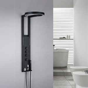 Columna de Ducha Multifunción Negra Mate con Rociador de Lluvia, Jets de Masaje Corporal y Rociador de Mano - Product Image 1