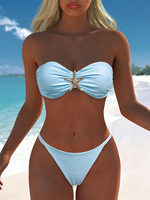 Ensemble bikini deux pièces sexy taille haute push-up pour femme, grande taille, personnalisé OEM/ODM, pour l'été et la plage - Maillot de bain gainant effet ventre plat