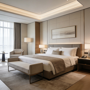 Fabricante Profissional de Móveis para Hotel, Conjuntos de Quarto 5 Estrelas, Cama de Hotel Luxuosa, Cama de Couro Confortável para Quarto de Hóspedes - Product Image 1