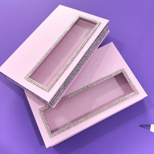Caja de embalaje de lujo <span class=keywords><strong>rosa</strong></span> <span class=keywords><strong>con</strong></span> purpurina para <span class=keywords><strong>uñas</strong></span> postizas, <span class=keywords><strong>con</strong></span> logotipo privado y diamantes de imitación - Product Image 3