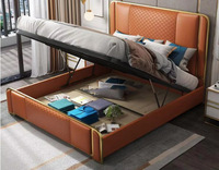 Garde-lit en cuir véritable bleu, rangement moderne, pour chambre à coucher, 2 pièces, tête de lit, meuble de luxe, taille king
