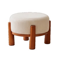 Petit tabouret bas moderne et minimaliste en bois massif rembourré, banc marchepied, siège de table basse, chaise d'appoint de salon, ottoman de canapé