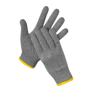 Construction Grey Black Cotton Yarn Knit Hand Glove Men Construction Work Safety Cotton Gloves