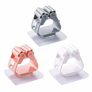Mop Broom Holder Wall Mounted Mop Holder Household Adhesive Storage Broom Hanger Mop Hook Racks Kitchen Bathroom Organizer