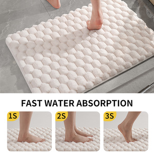 Alfombra de Baño Suave y Absorbente, Rectangular, de Fibra de Poliéster, Antideslizante, de Secado Rápido, Diseño Minimalista para el Suelo del Baño - Product Image 4