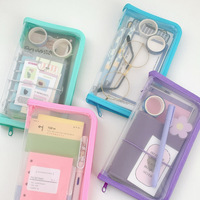 Sac de rangement A6 transparent en PP, organiseur de papeterie, de voyage, de petits objets, de collection, sac à stylos pour étudiants