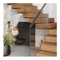 Escaliers Flottants Modernes en Acier Durable avec Marches en Bois et Garde-Corps en Verre pour Appartement et Hall – Écologiques, Installation Facile en Intérieur