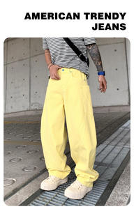 High Street Fashion hommes jambe droite lavé à la <span class=keywords><strong>pierre</strong></span> de haute qualité Jeans Designer personnalisé couteau incurvé pantalon pour hommes - Product Image 2