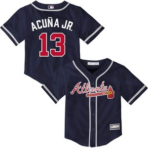 Camiseta de Bebé de los Atlanta Braves, Acuña Jr. 13, Azul Marino, Alternativa del Jugador, 12-24 Meses, Absorbe la Humedad - Product Image 1