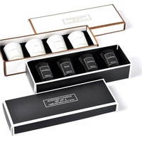 Vente en gros de mini bougies parfumées à la lavande personnalisées Boîte d'emballage de luxe en verre 4 pièces Ensemble cadeau Bougies avec boîte-cadeau
