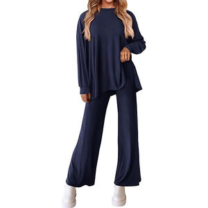 Conjunto Deportivo Estampado de Primavera para Mujer, Conjunto de Dos Piezas de Sudadera Deportiva Informal de Color Sólido a la Moda, Corte Regular - Product Image 3