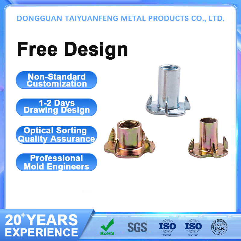 Carbon Steel Zinc Plated Four Claw T Nut Prong DIN1624 M3-M12 Grade 8.8 ...