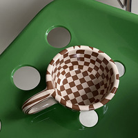Tasse à eau de bureau coréenne Échiquier irrégulier Tasse en céramique à carreaux Tasse à café Tasses à lait Tasse à eau
