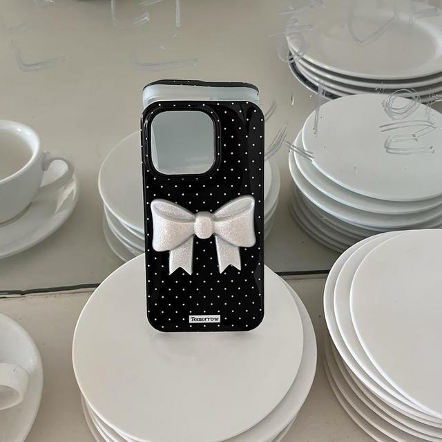 Korean Ins Style 3D Bow Epoxy Phone Case, Minimalist Design for iPhone 13/14/15 Pro Max/16
