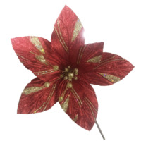 Fleur de Noël artificielle en velours rouge à paillettes GY BSCI, fleur de Noël simulée pour la décoration