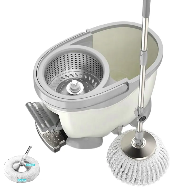 Stainless Steel Mop Bucket Floor Cleaning Pedal Spin Magic Mop For Home Commercial Cleaning