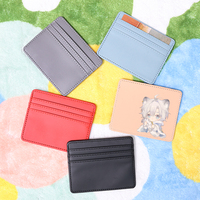 Portefeuille mince en cuir PU de haute qualité avec position multi-cartes Pochette pour carte d'identité avec logo personnalisé en gros Porte-carte de crédit mince