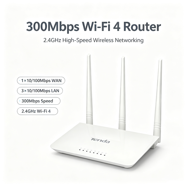 F3V6 N300 Wireless Router 2.4GHz 300Mbps 3 Antenna 5dBi 1 WAN 3 LAN 100Mbps Fast Ethernet Router with WISP for Home