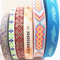 Logo personnalisé Motif Élastique Jacquard Coton Nylon Polyester Sangle Ruban avec Logo