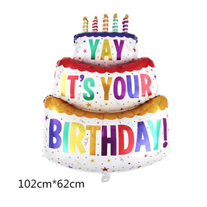 Palloncino in lamina a tre strati colorato a forma di torta <span class=keywords><strong>con</strong></span> <span class=keywords><strong>orsetto</strong></span> per feste di compleanno, in alluminio, all'ingrosso - Product Image 3