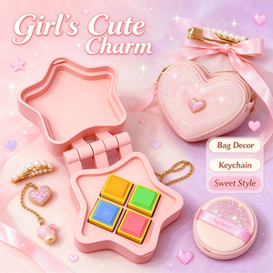 FUSEJOY Boîte de poudre magique imprimée en 3D, Jouet à presser, Clicker, Porte-clés, Fille magique nostalgique, Style Instagram - Product Image 2