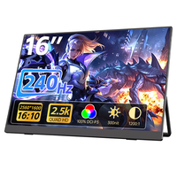 Moniteur portable de jeu Eimio 16 pouces 2,5K 240Hz TFT avec interface Type-C pour console de jeu et ordinateur portable, écran externe