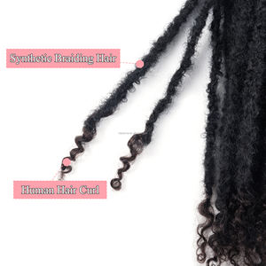 Clip con coulisse in capelli a coda di cavallo Crochet Boom Locs extension parrucchino per le donne con corpo sintetico e ricciolo di capelli umani - Product Image 4