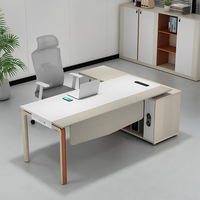 Bureau de direction contemporain de luxe avec surface en papier importé, armoire latérale, bureau à échelle, panneau MDF écologique, garantie de 3 ans