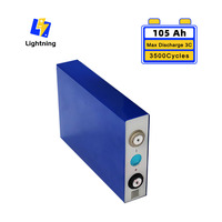Batterie LiFePO4 Dongguan Lightning 3.2V 105Ah pour camping-car, bateau, yacht, 3500 cycles, 0.5m interne, barres de liaison -20~60°C