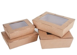 Tazón Cuadrado Desechable para Ensalada <span class=keywords><strong>King</strong></span> Garden con Ventana, Contenedor de Papel Recubierto para Comida Rápida, para Fideos, Loncheras, Laminación Mate - Product Image 4