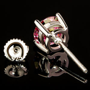 Pendientes de Plata de Ley 925 con Baño de Oro y Moissanita Rosa Brillante de Primera Calidad, Joyería de Moda para Mujer, Regalos para Bodas y Fiestas - Product Image 3