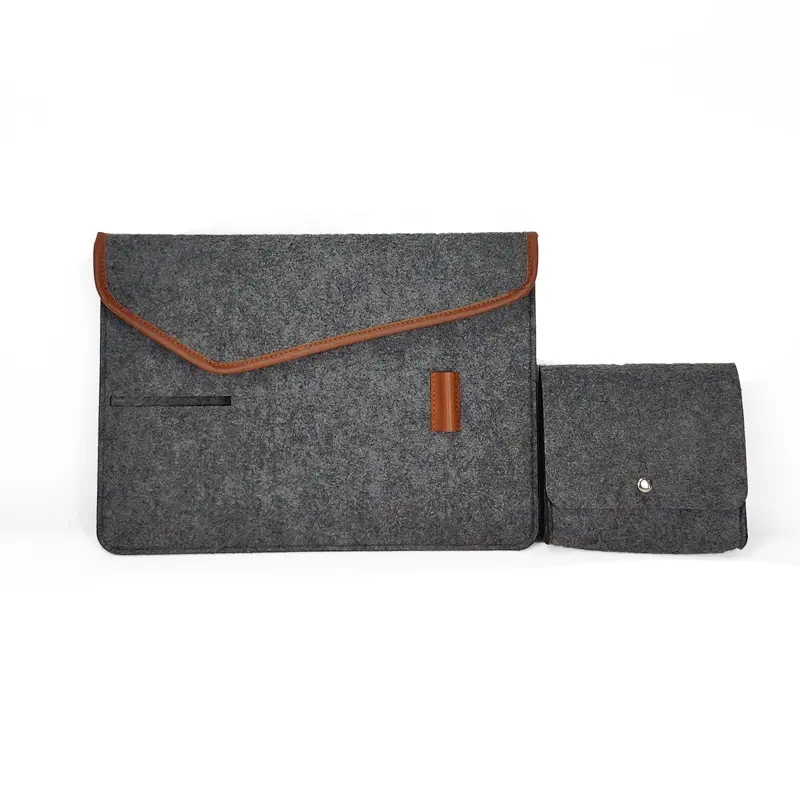 Office Supply Customized Laptop Sleeve Felt A4 File Folder Document Organizer Bag With Button Flap