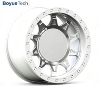 Jantes forgées monobloc tout-terrain Silver Machined Beadlock 16-24 pouces PCD 5108/5112/5114.3/5115/5120/5130 pour 4x4, SUV et camions