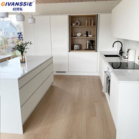 Meuble de cuisine modulaire en contreplaqué avec panneau mélaminé, armoire de cuisine sur mesure avec rangement à angle mort, résistant à l'eau