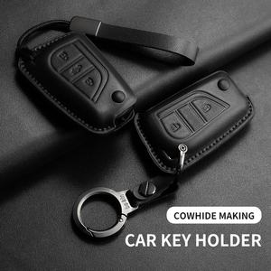 Étui de protection pour clé de voiture en cuir pour Toyota RAV4 Levin Camry Reiz Highlander Corolla Yaris Verso Avensis <span class=keywords><strong>Aygo</strong></span> <span class=keywords><strong>Coque</strong></span> de clé de voiture à distance - Product Image 3