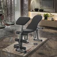 Banc de musculation pliable réglable en cuir multifonctionnel pour haltères