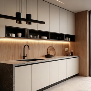 Gabinetes de Cocina Europeos sin Marco con Acabado Laca de Alto Brillo, Juego Modular Moderno con Cajones de Cierre Suave para Hogares Contemporáneos - Product Image 2