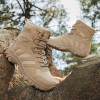 Bottes de chasse en cuir pour hommes, fermeture éclair, imperméables, antidérapantes, été/hiver, confortables, épaisses, pour le désert