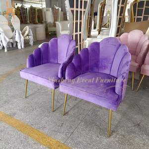 Hiện đại thanh lịch nhung sofa khách sạn đồ nội thất nhà giải trí phòng khách thép không gỉ màu tím phòng chờ ghế sofa - Product Image 2