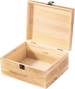 Wooden Storage Box Container with Hinged Lid Front Clasp Large Keepsake Box Rustic Wood Crafts Art Hobby Home Decoration Boxes