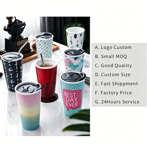 Tasses de voyage en céramique à <span class=keywords><strong>double</strong></span> paroi avec couvercle, personnalisables, imprimées, portables, en porcelaine, pour café en extérieur – Vente en gros usine - Product Image 2