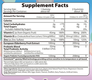 Vigoworld Kid Gummies de vitamina <span class=keywords><strong>C</strong></span> con zinc D3, probióticos de saúco, prebióticos sin azúcar, gomitas de doble relleno, suplemento de vitaminas