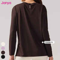Janya 2026 – Nouvelle Collection : T-shirt de Sport Femme à Col Bateau, Manches Longues, Doux, Élastique et Respirant – Idéal pour le Fitness, la Gym et le Yoga