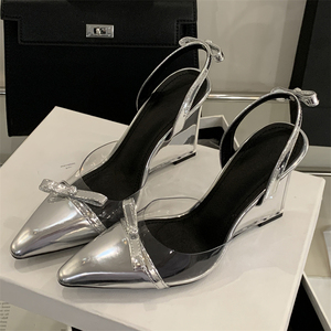 Colección Primavera-Verano 2025: Elegantes Sandalias de Tacón Alto para Mujer con Correa en el Tobillo y Punta en Pico, Zapatos de Mujer que Aumentan la Estatura - Product Image 1