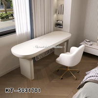 Bureau de luxe léger blanc crème pour chambre d'étude avec design de bureau flottant laqué
