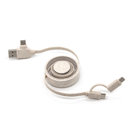 Hadiah Iklan Kustom Ramah Lingkungan Kabel Pengisi Daya Tipe-C Satu-ke-Empat dari Jerami Gandum Gadget USB Promosi untuk Ponsel.