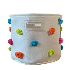 <span class=keywords><strong>Panier</strong></span> de rangement pour jouets en coton et lin, grande poubelle mignonne pour chambre d'enfant, <span class=keywords><strong>pompon</strong></span>, organisateur de jouets, petit <span class=keywords><strong>panier</strong></span> de rangement - Product Image 5